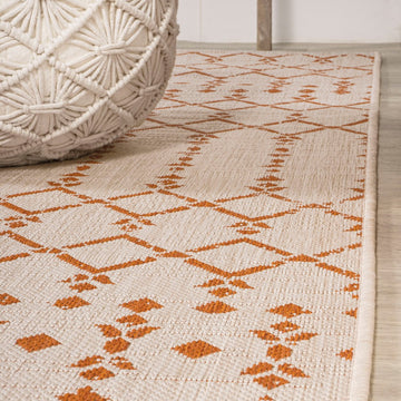 Ourika Moroccan Geometric Textured Weave Indoor/outdoor Square Rug
